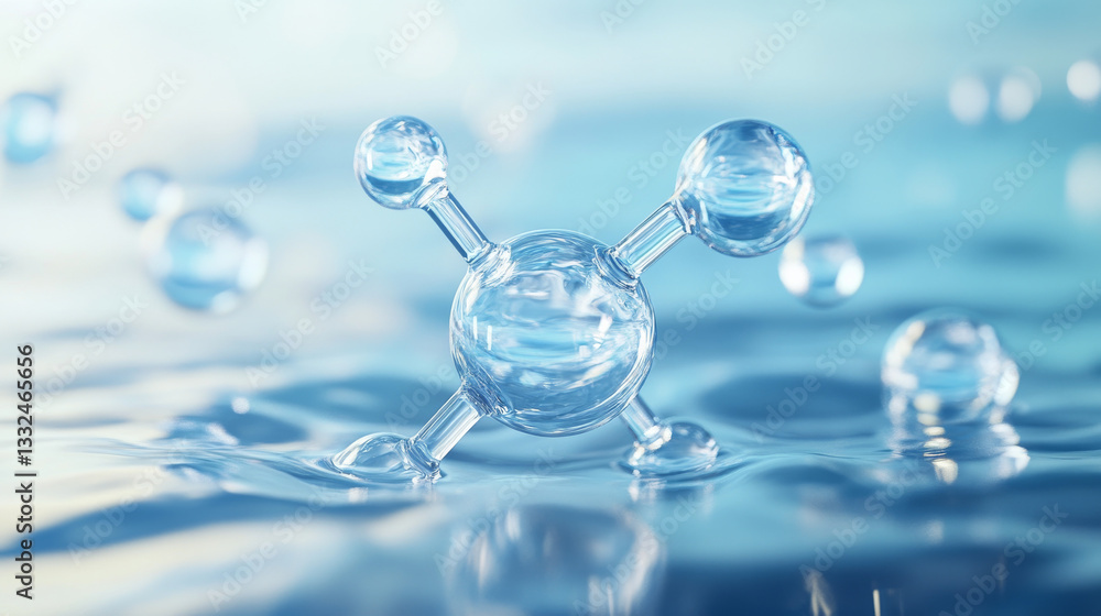 A 3D-rendered molecular essence within a liquid bubble floats over a water background, symbolizing cosmetic and skincare innovations A 3D-rendered molecular essence within a liquid bubble floats over a water background, symbolizing cosmetic and skincare innovations