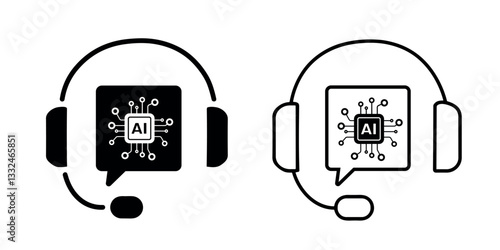 Customer service editable stroke and solid web icon set. Vector illustration