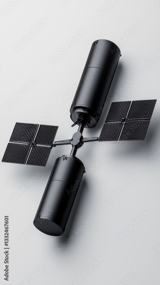 Fototapeta premium Modern Satellite Design with Solar Panels and Sleek Cylindrical Components