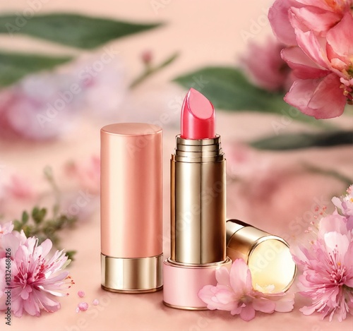 lipstick and flowers
