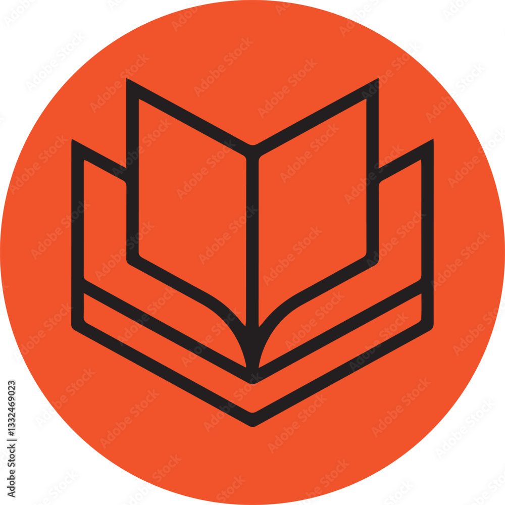 Open Book Circle Icon Vector: Education & Literature Graphic with Black Outline for Design Open Book Circle Icon Vector: Education & Literature Graphic with Black Outline for Design