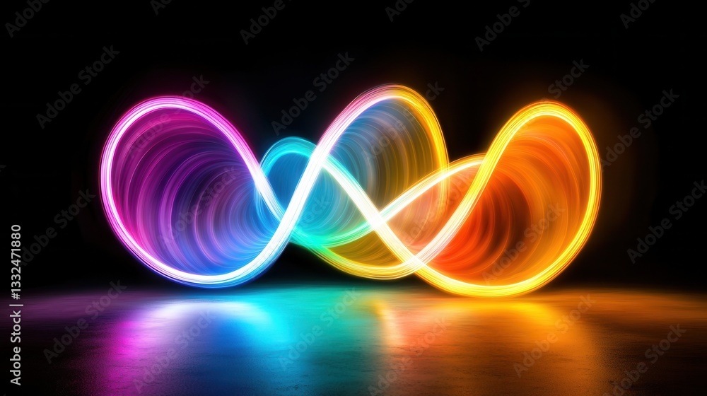 Vibrant luminous neon waves swirl and flow in a dynamic futuristic abstract composition Vibrant luminous neon waves swirl and flow in a dynamic futuristic abstract composition