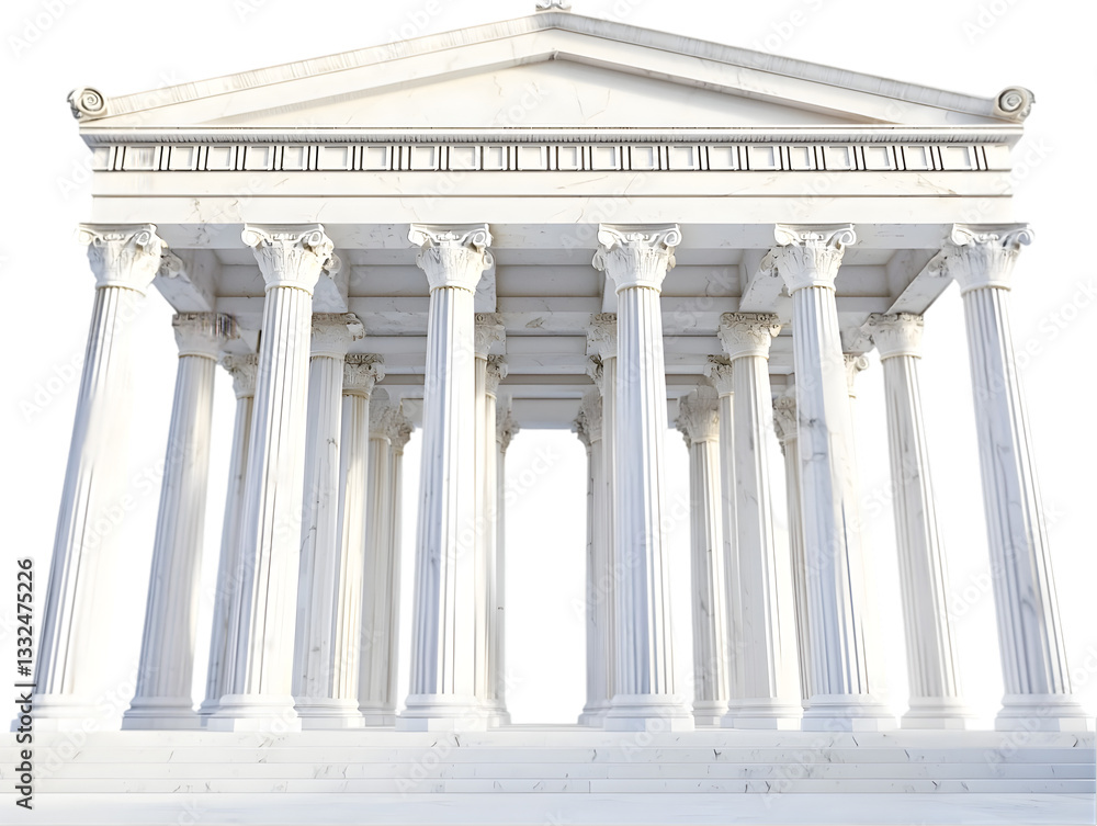 White Ancient Temple with Columns Ideal for Historical and Architectural Projects White Ancient Temple with Columns Ideal for Historical and Architectural Projects