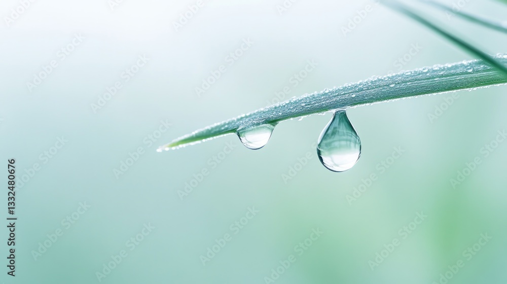 close-up of single dewdrop clinging to thin blade of grass reflecting soft morning light close-up of single dewdrop clinging to thin blade of grass reflecting soft morning light