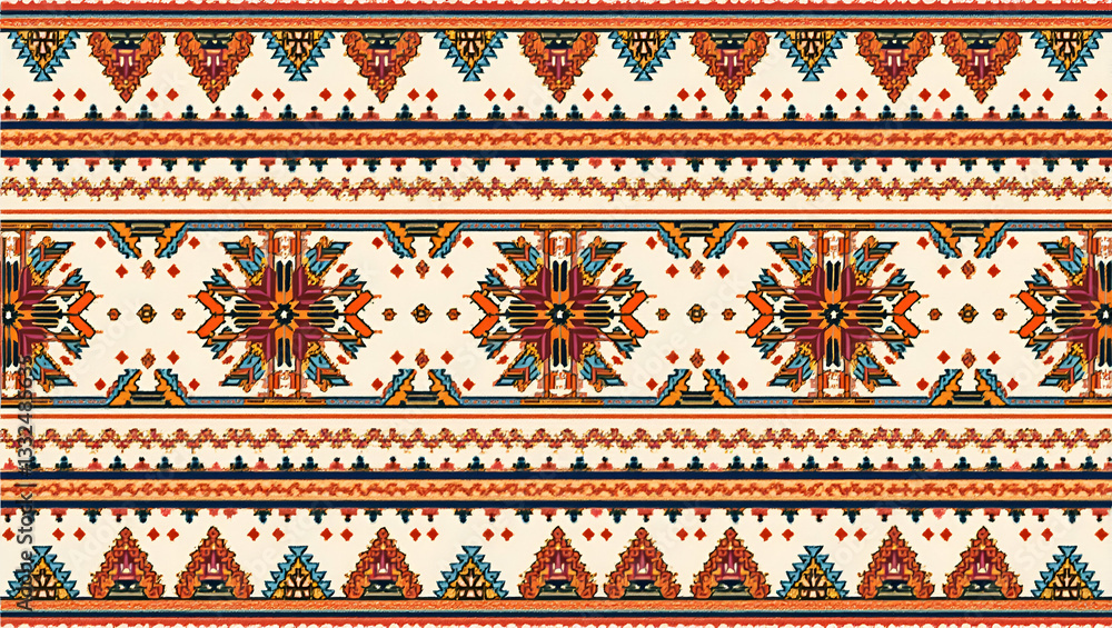 Curate seamless ethnic border patterns using folklore and traditional iconography ideal for enhancing cultural identity and brand design concept as Weave folklore elements with ethnic borders into int Curate seamless ethnic border patterns using folklore and traditional iconography ideal for enhancing cultural identity and brand design concept as Weave folklore elements with ethnic borders into int