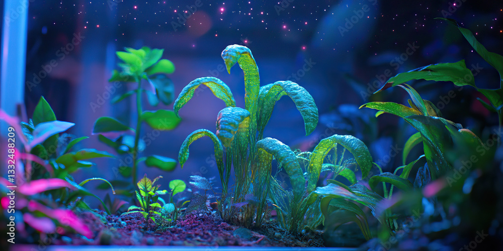 Fototapeta premium Aquatic Plants Under Artificial Light