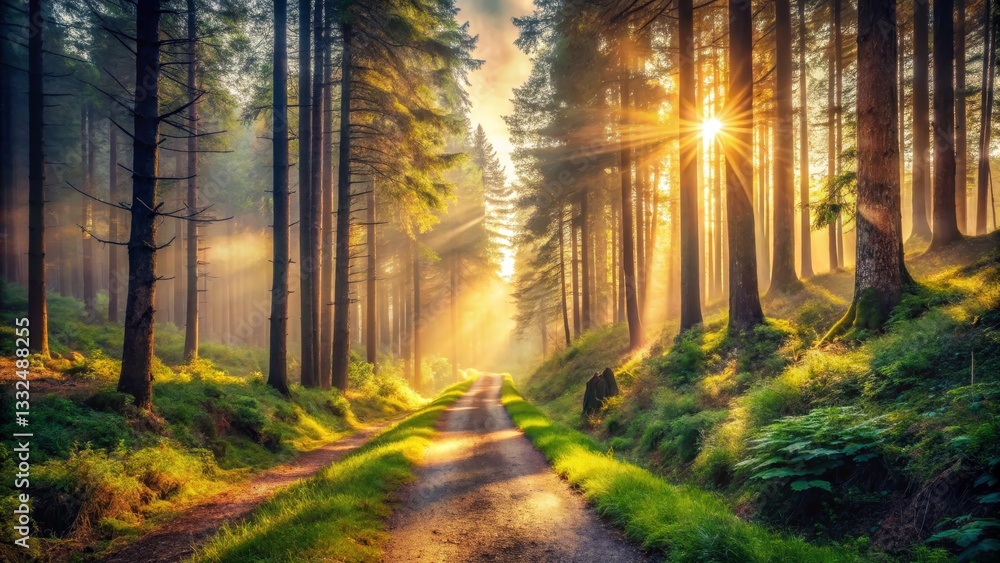 Fototapeta premium Sunlit Forest Path