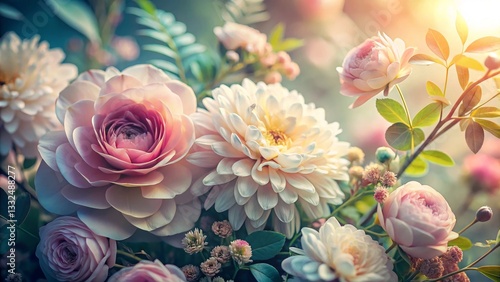 Wallpaper Mural Floral Arrangement with Roses and Dahlias Torontodigital.ca