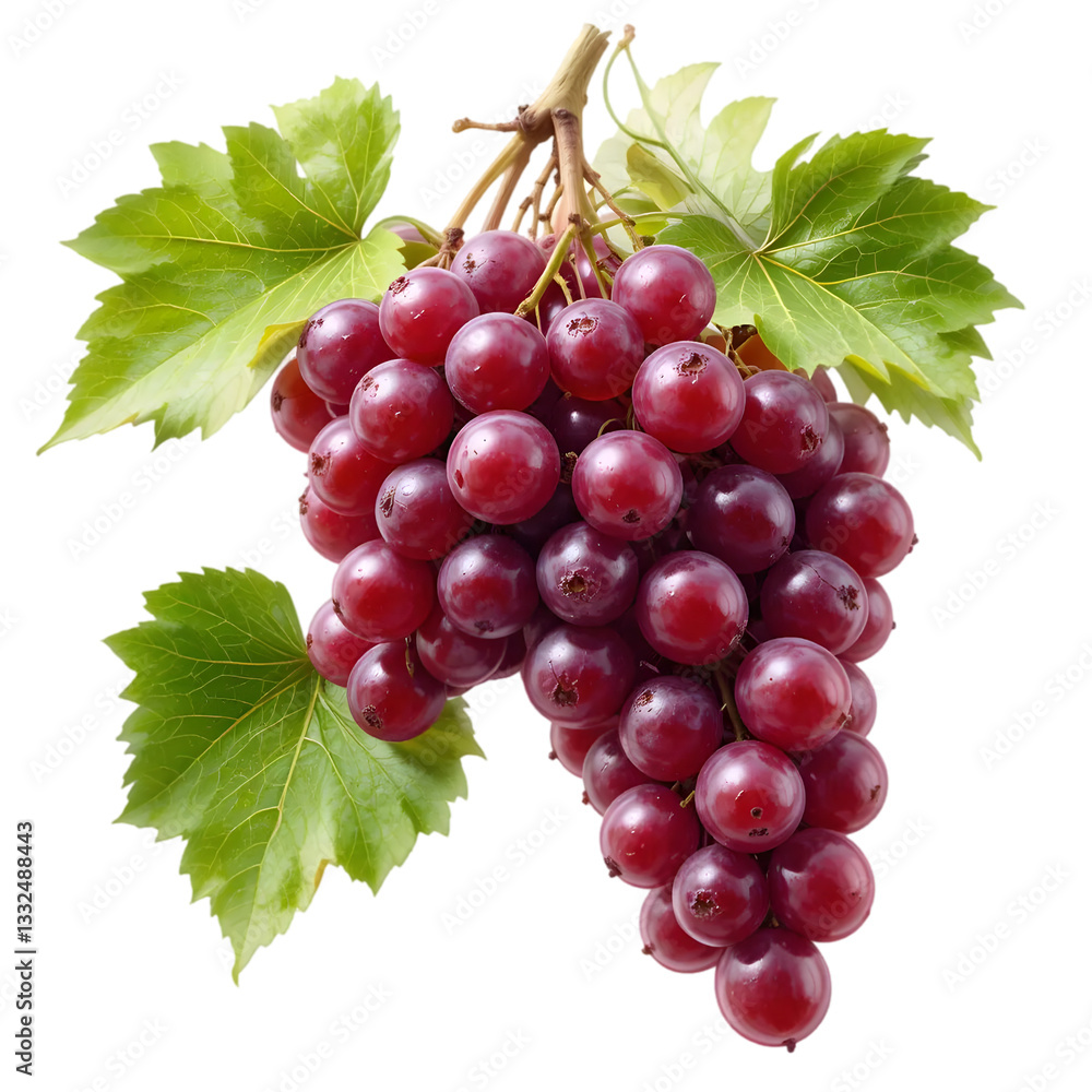Fototapeta premium Bunch of Red grapes isolated on transparent background