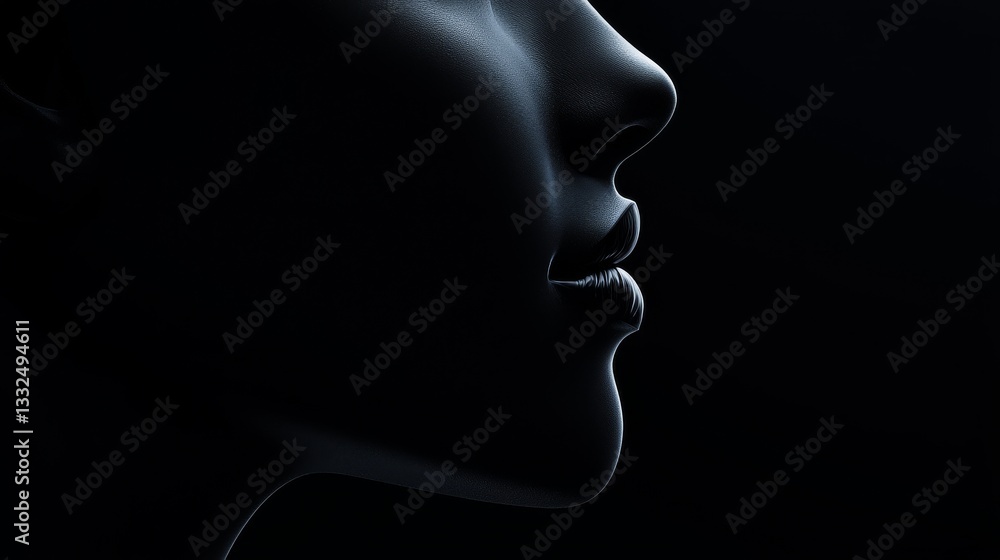 Silhouette of a calm and serene face. Silhouette of a calm and serene face.