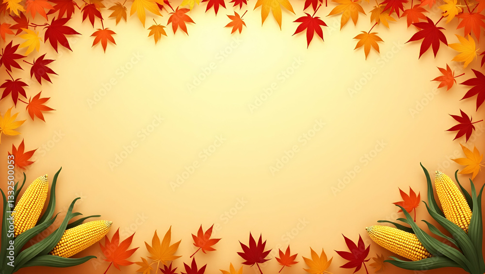 Tall Cornstalks and Vibrant Maple Leaves Frame for Canadian Thanksgiving Harvest Messages Tall Cornstalks and Vibrant Maple Leaves Frame for Canadian Thanksgiving Harvest Messages
