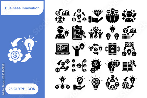 Business Innovation glyph icon set, Collection of 25 Glyph Baby - 25 Stylish Icons for Business Innovation