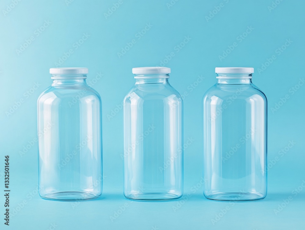 blank bottle container set bio science set isolate on blue background blank bottle container set bio science set isolate on blue background