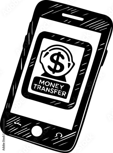 Digital money transfer action online banking graphic content modern environment close-up viewpoint secure transactions