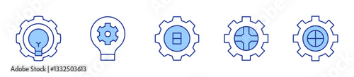 light bulb, settings, server, cogwheel, gear. Gear Icon vector illustration. Line Duotone style. Editable stroke