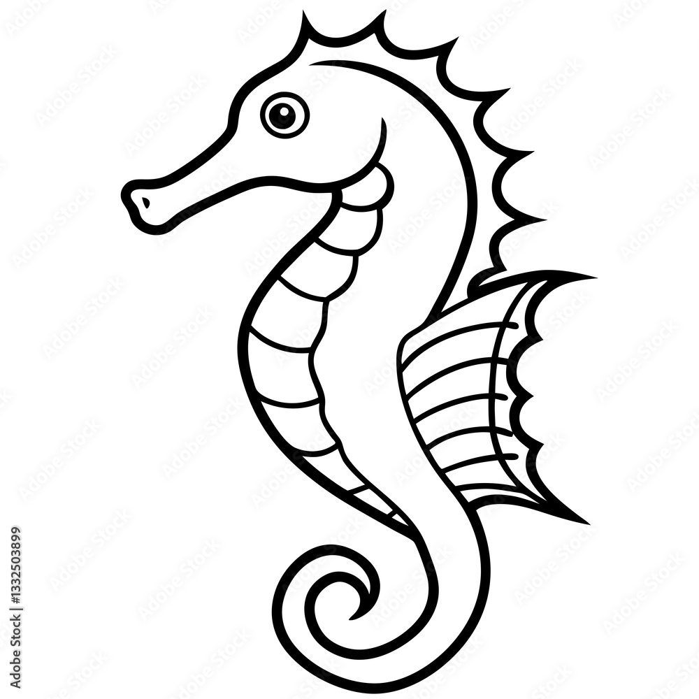 Fototapeta premium Elegant Seahorse Outline Illustration