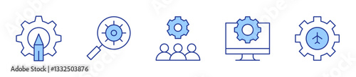 settings, gear, worker. Gear Icon vector illustration. Line Duotone style. Editable stroke