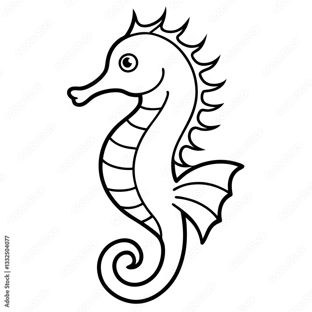 Fototapeta premium Elegant Seahorse Outline Illustration