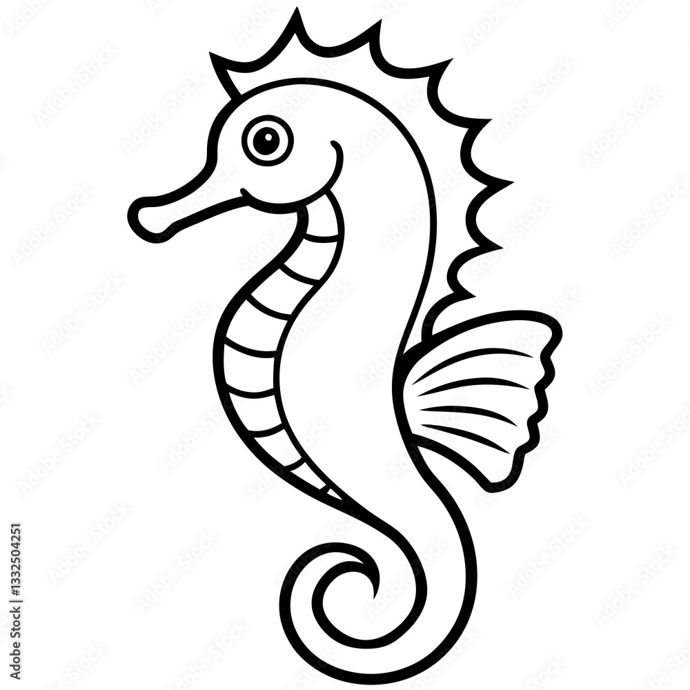 Fototapeta premium Elegant Seahorse Outline Illustration