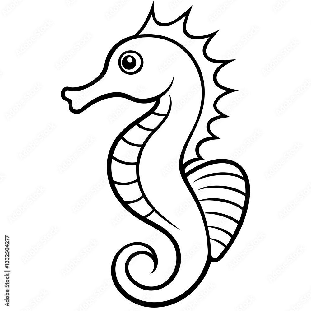 Fototapeta premium Elegant Seahorse Outline Illustration