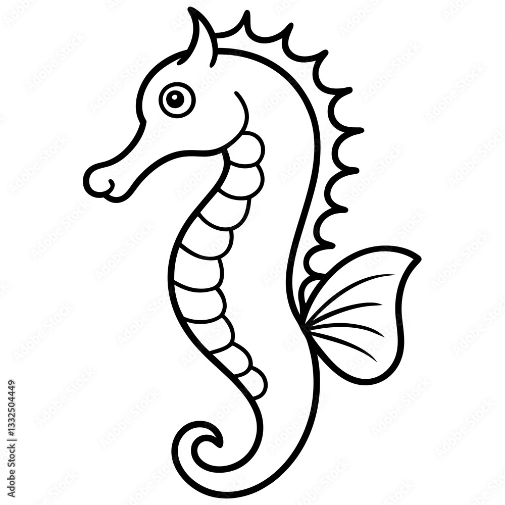 Fototapeta premium Elegant Seahorse Outline Illustration