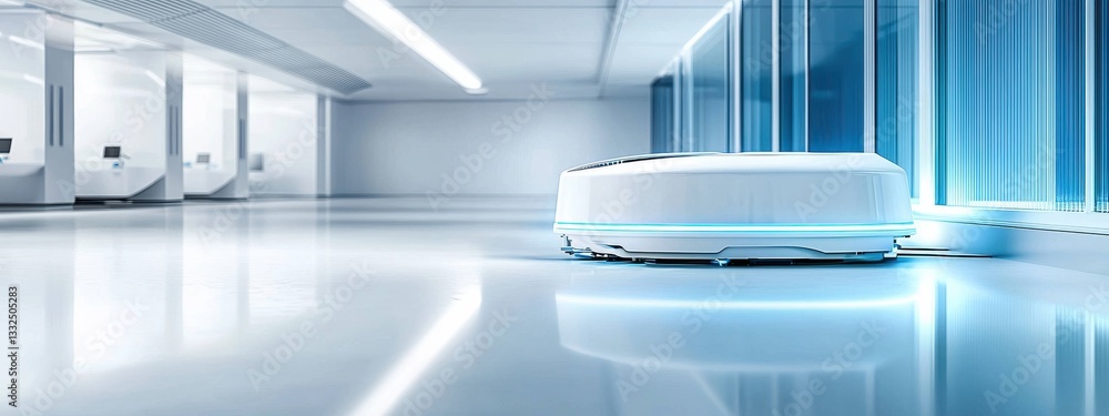 Modern Autonomous Robot in Futuristic Clean Room Environment