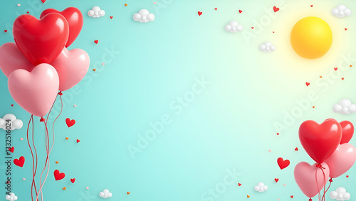 Celebrate International Day of Happiness: Heart Balloons & Sunshine Photo Frame for Personal Messages