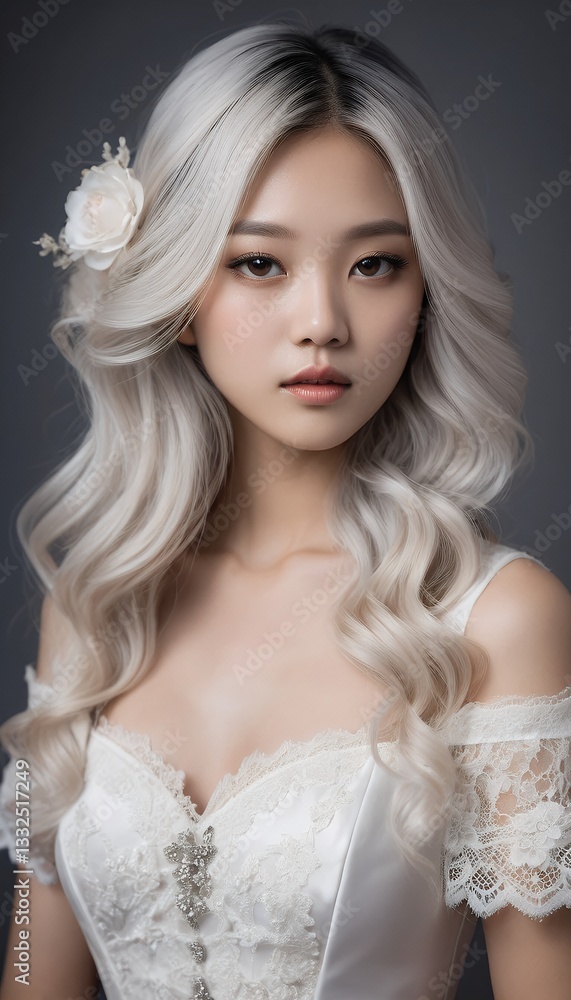 Elegant Asian Bride in a Beautiful Wedding Gown Elegant Asian Bride in a Beautiful Wedding Gown