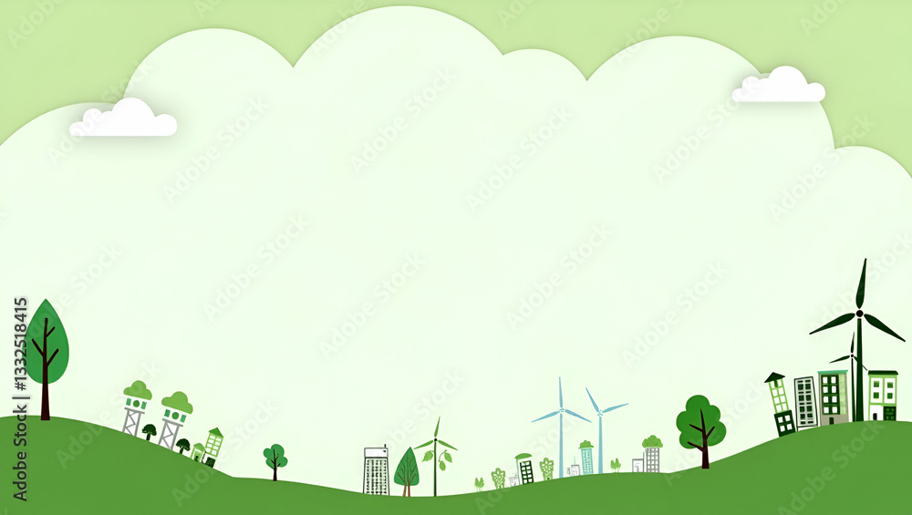 Renewable Energy Icons & Green Earth Frame for World Environment Day Renewable Energy Icons & Green Earth Frame for World Environment Day