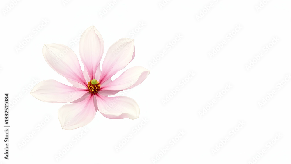 Naklejka premium Watercolor Painting of Tall Magnolia Tree with Pink Flowers in Spring