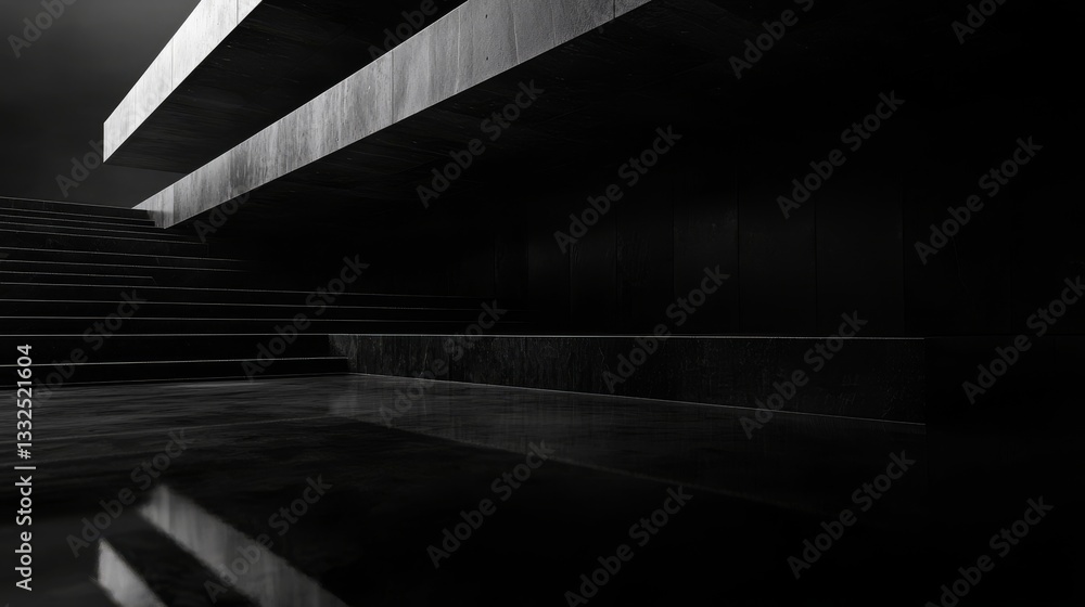 Fototapeta premium Minimalist architecture with modern dark materials.