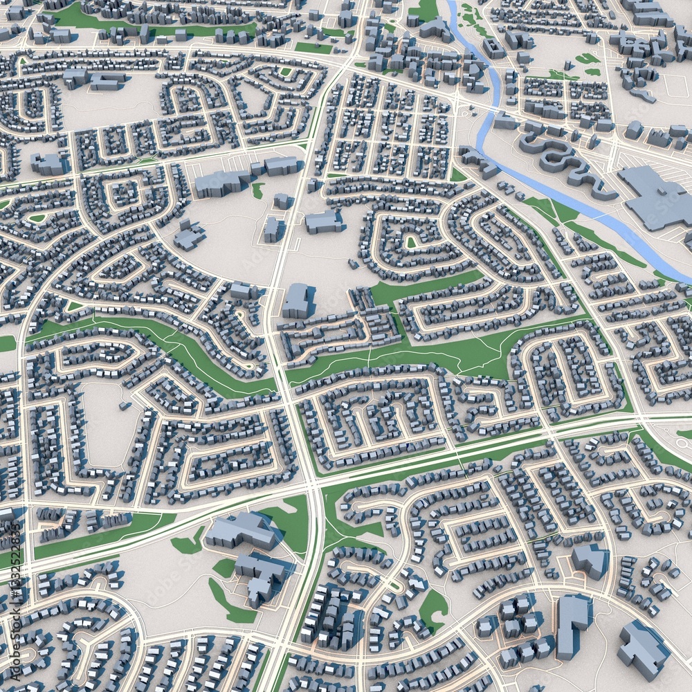 Obraz premium Alberta City Canada Map, 3D Rendering