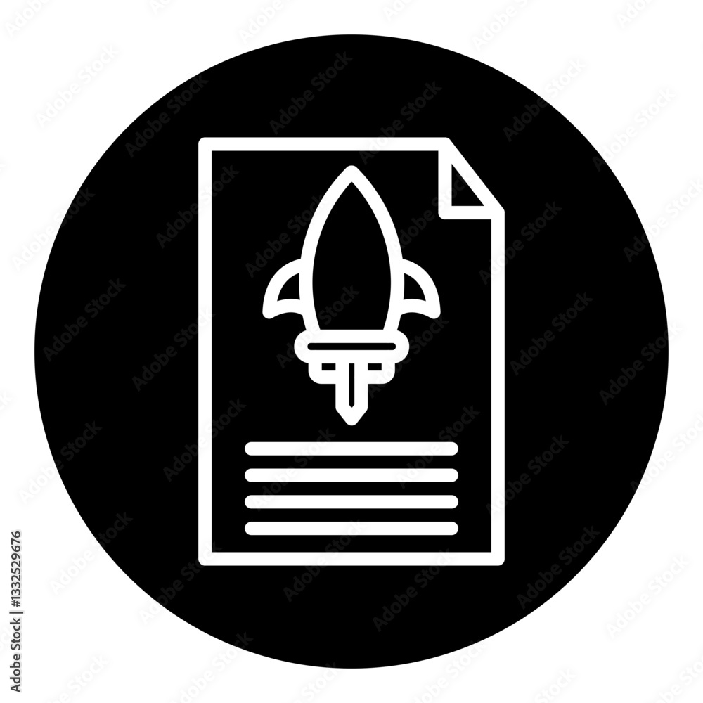 Spaceship Launch Document Circle Icon Spaceship Launch Document Circle Icon