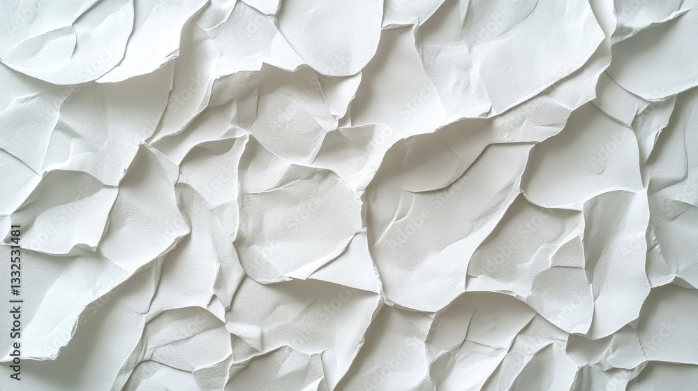 Obraz premium Abstract white textured surface with layered paper-like patterns