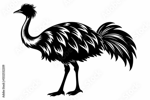 emu line art silhouette vector illustration