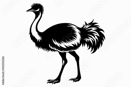 emu line art silhouette vector illustration