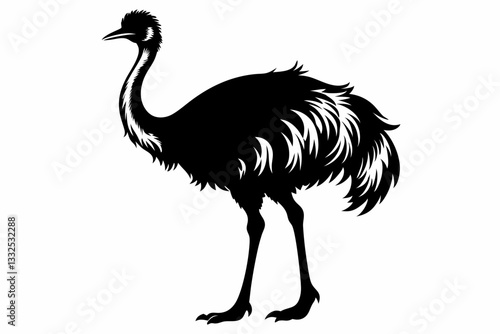 emu line art silhouette vector illustration