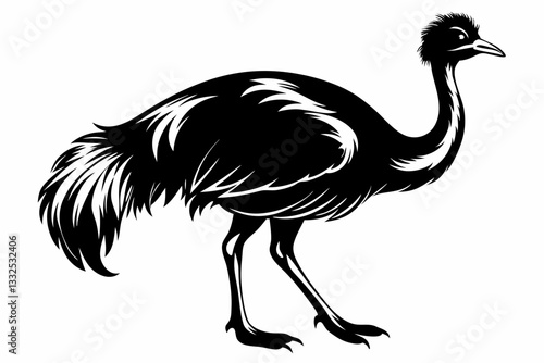 emu line art silhouette vector illustration