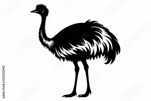 emu line art silhouette vector illustration
