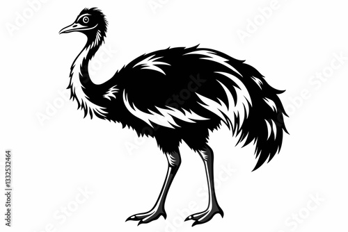 emu line art silhouette vector illustration