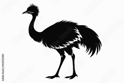emu line art silhouette vector illustration