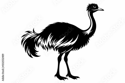 emu line art silhouette vector illustration