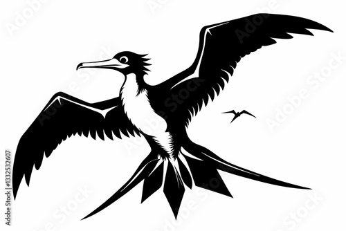 frigatebird line art silhouette vector illustration