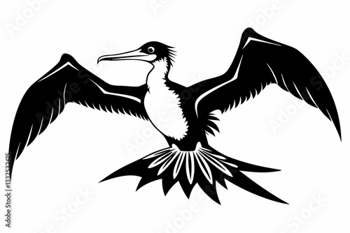 frigatebird line art silhouette vector illustration