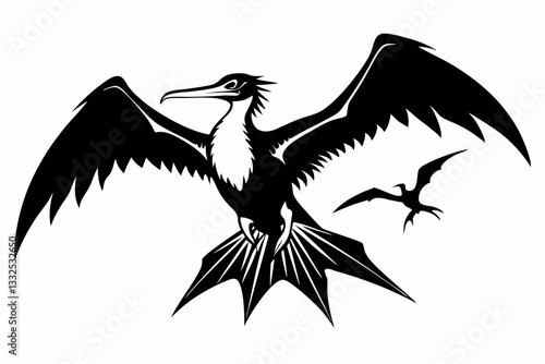frigatebird line art silhouette vector illustration