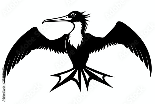 frigatebird line art silhouette vector illustration