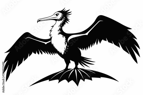frigatebird line art silhouette vector illustration