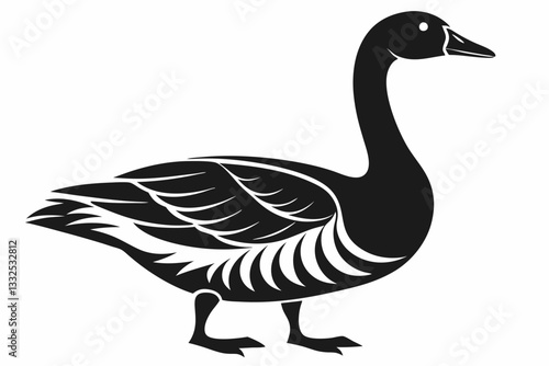 greylag goose line art silhouette vector illustration