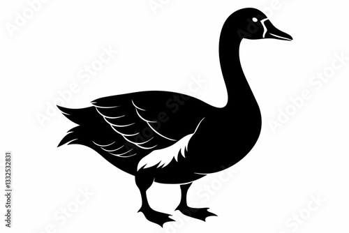 greylag goose line art silhouette vector illustration