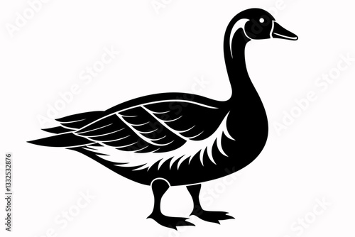 greylag goose line art silhouette vector illustration